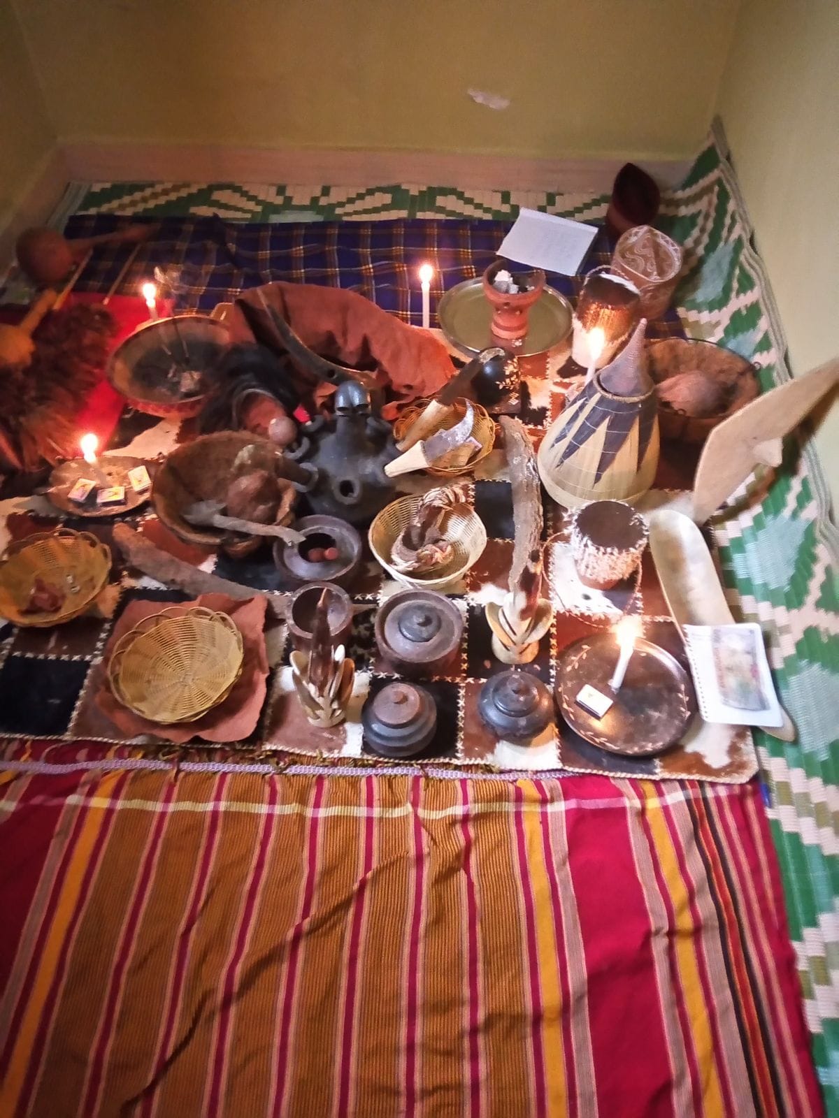 Traditional African altar prepared for a spiritual cleansing